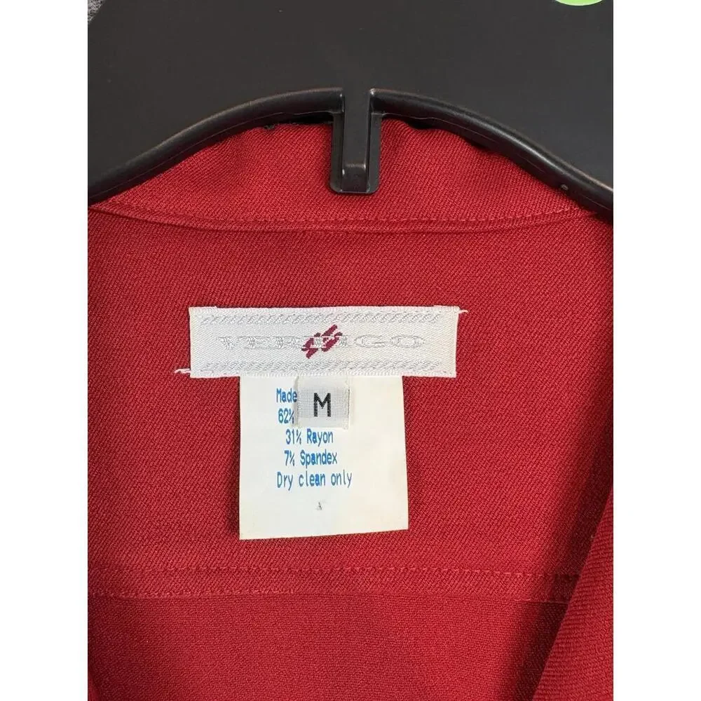 90s Vintage Designer Vertigo Paris Blazer Womens Medium Red Silver Accents Zips - Picture 10 of 15